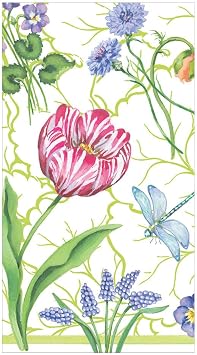 Caspari Floral Majolica Guest Towel Napkins - 15 Guest Towel Napkins per Pack