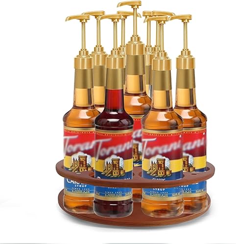 Miniatura 1 de Organizador giratorio para jarabe de café con almohadillas antideslizantes, organizador de jarabe, plato giratorio, capacidad para 9 botellas,