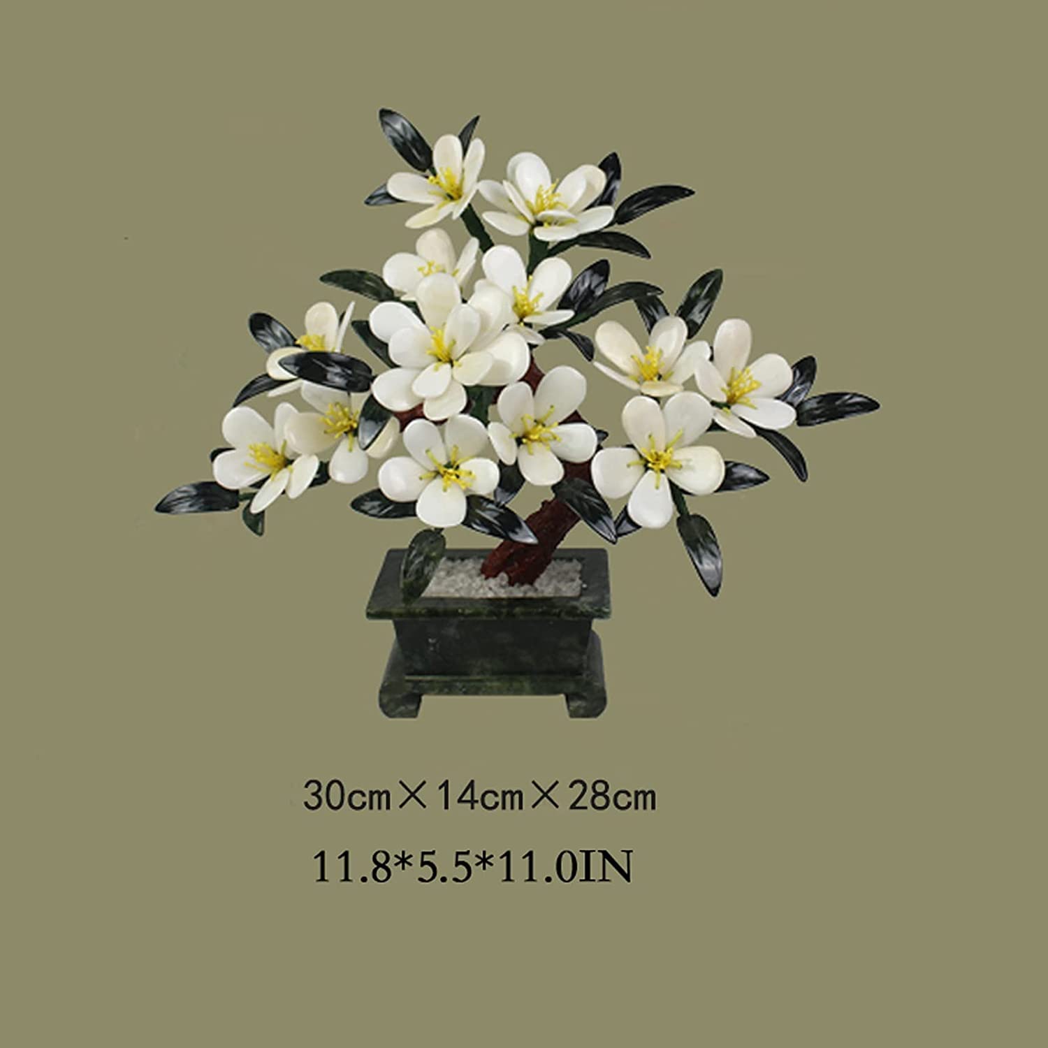 Árbol Bonsái Artificial En Maceta, Orquídea Blanca Jade, Bonsái Artificial para Escritorio, Adorno De Árbol Falso para El Hogar Y La Oficina, Decoración De La Suerte