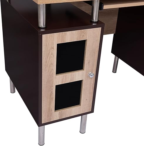 Miniatura 18 de Naomi Home Armario de archivos de 3 cajones, escritorio para computadora de oficina con bandeja para teclado, escritorio de madera de dos tonos con