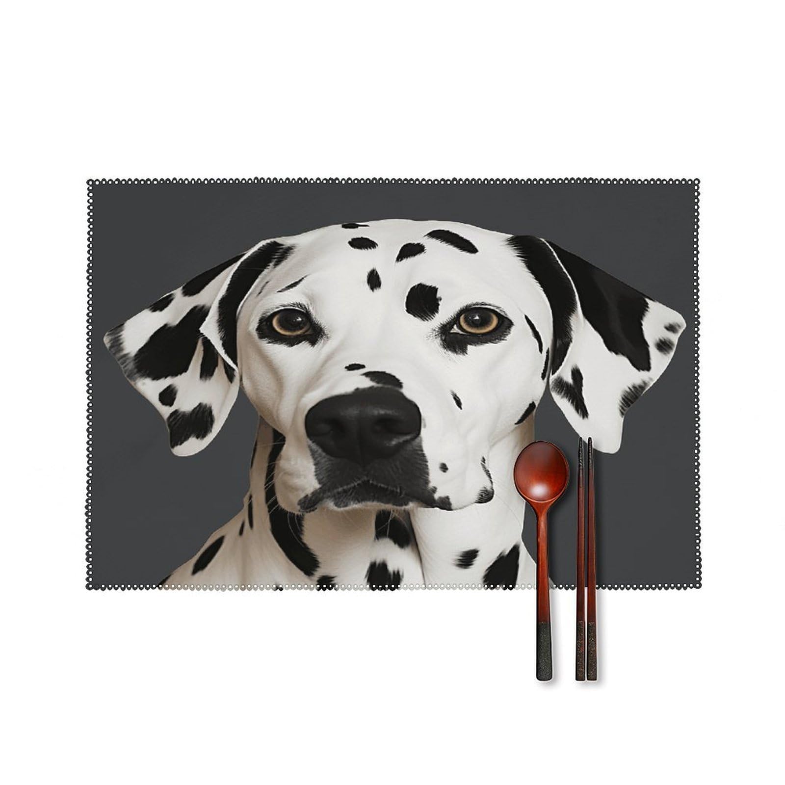 Dalmatian Placemats Set of 4 Heat Resistant Non-Slip Place Mats Reusable Dining Table Mats Canvas Place Mat Anti-Fading Waterproof Placemats for Dining Table Decor