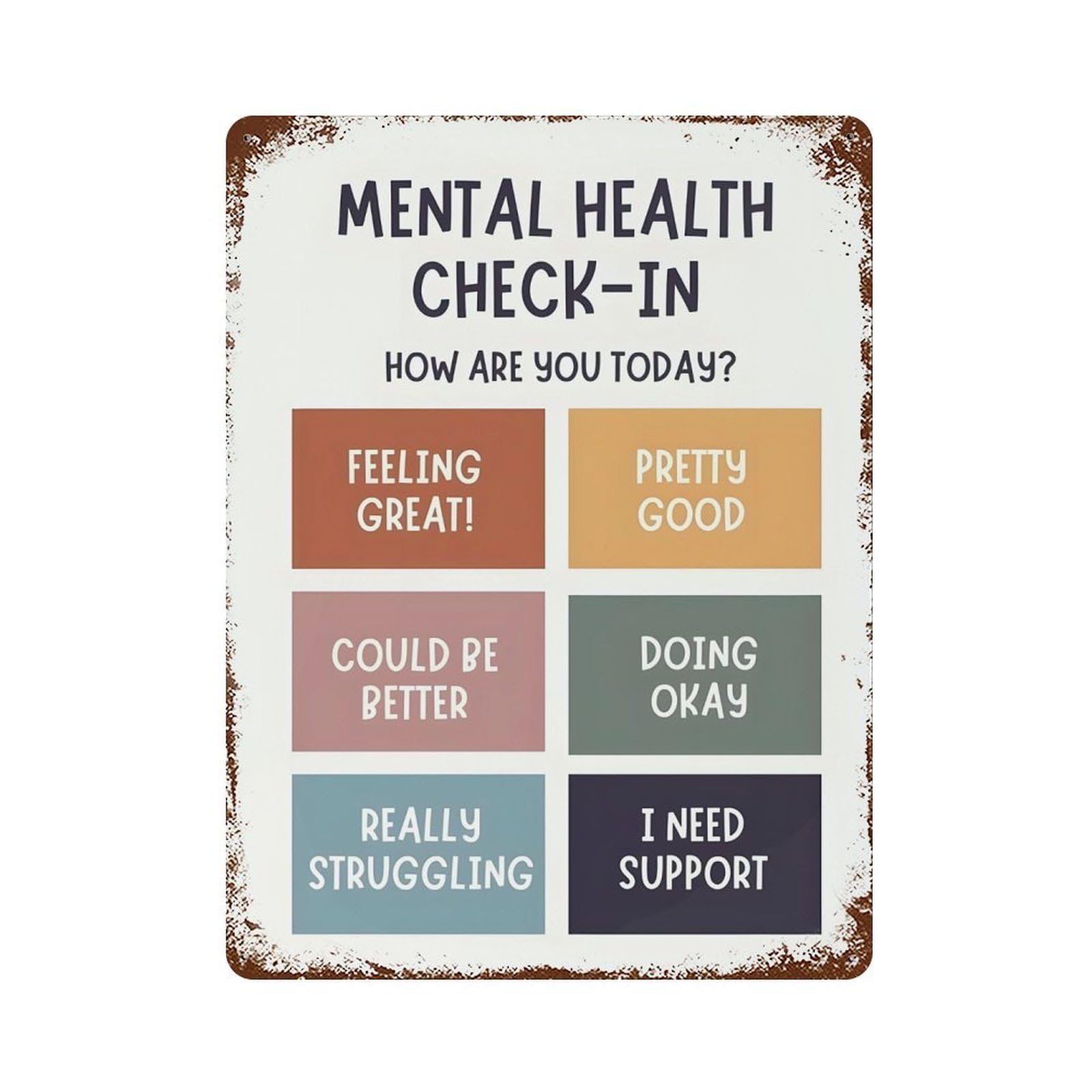 xiaoxiaoshen Mental Health Check In Wall Decor Art Metal Tin Poster Modern Home Decor Art Home Bar Shop Decorations Vintage Sign 40x30cm