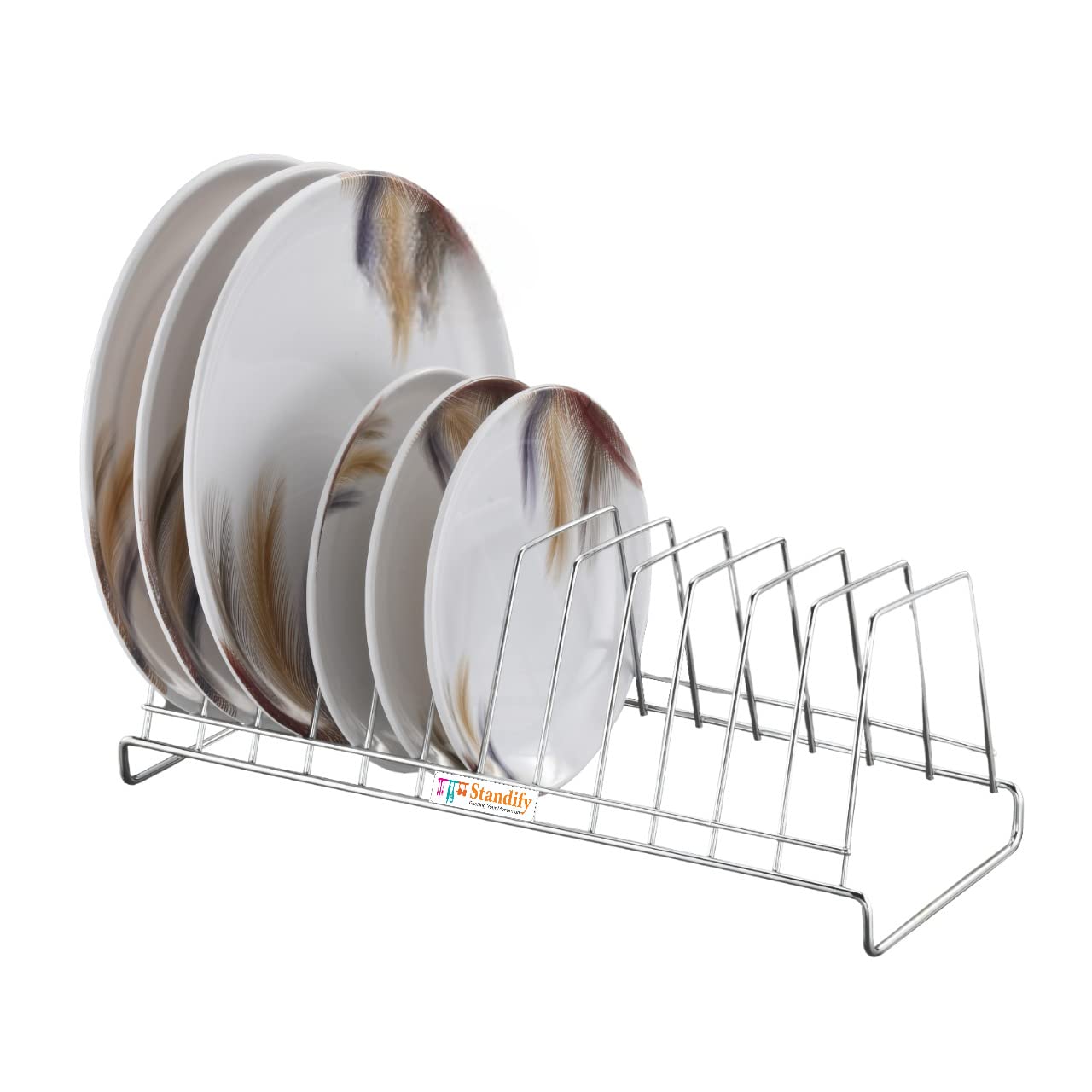STANDIFY Stainless Steel Plate Stand Dish Rack Lid Holder Kitchen Rack Kitchen Organizer (Big)