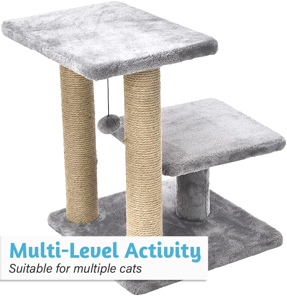 Image of Cat Tree with Multiple Levels and Scratching Posts (Grey - FURR-17)