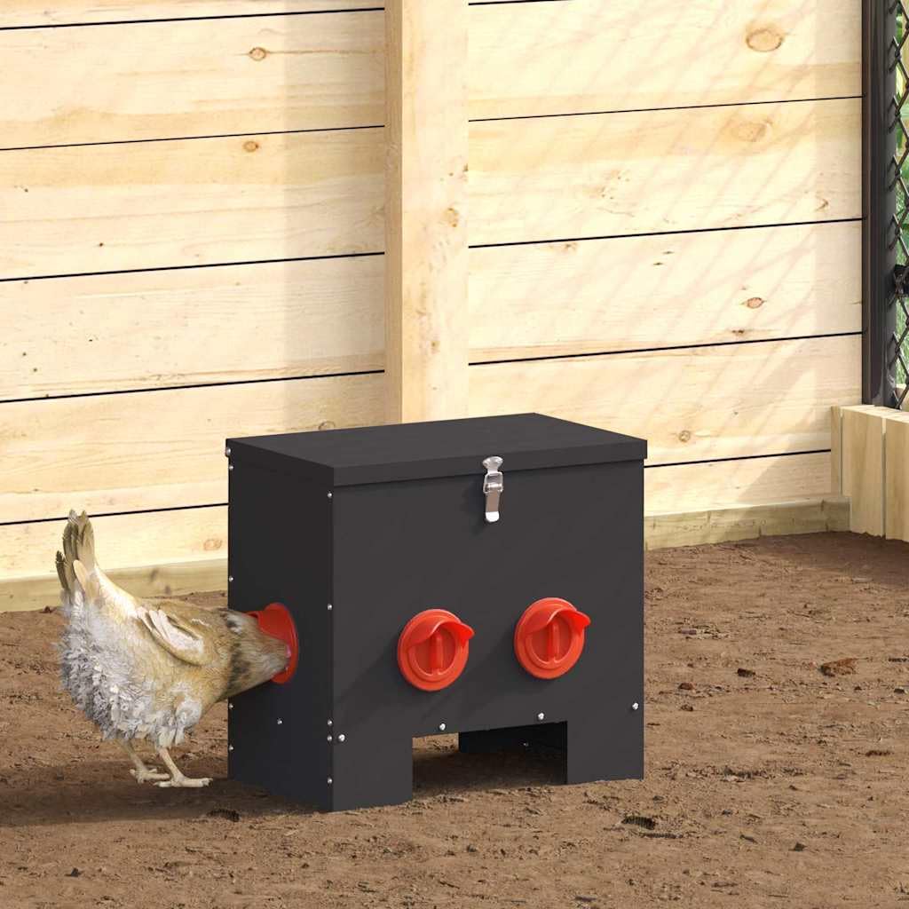 Hühnerfütterer 2 pcs Schwarz 40,5 x 25 x 38 cm,5.92kg,879984