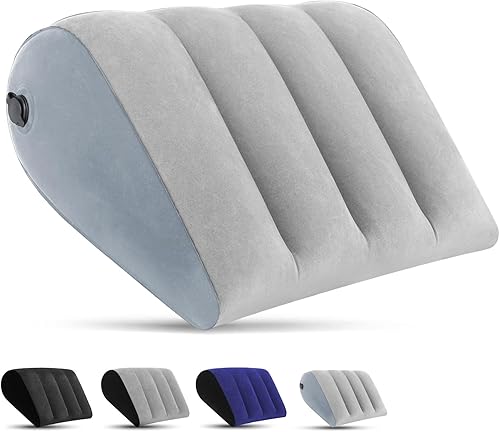 Miniatura 8 de Almohada inflable de cuña para dormir, almohada inflable de cuña con juego de máscara de ojos de seda para viajes, elevación de piernas, soporte