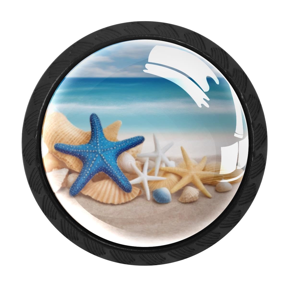 4 PCS Cabinet Knobs, Beach Seashell Starfish Drawer Knobs Dresser Handles