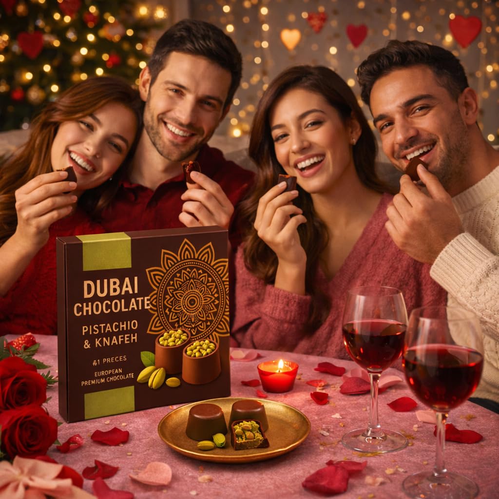 Dubai Chocolate Pistachio Filling & Knafeh - 40 Pieces Premium Gift Box