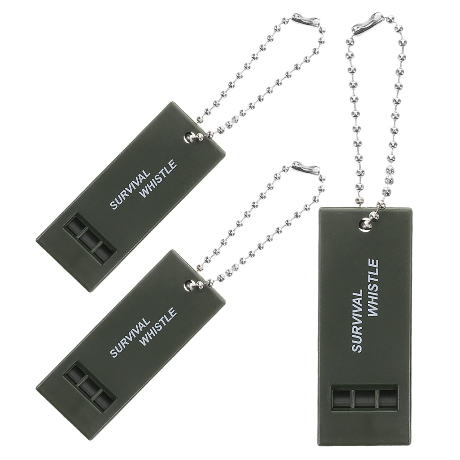 BRIGHTFUFU 3Pcs High Decibel Emergency Whistle Safety Survival Whistles with Beaded Chain for Outdoor Activities Hiking Boating Camping Lifeguard Alert