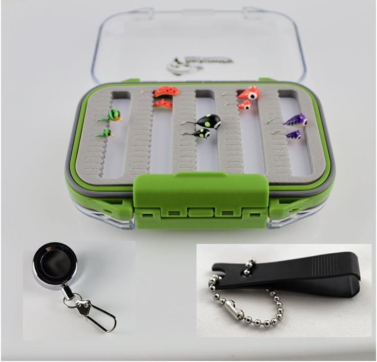 Backcountry Tackle Jig Box with Tungsten Jigs (Assortment of 10), Zinger, and Nippers