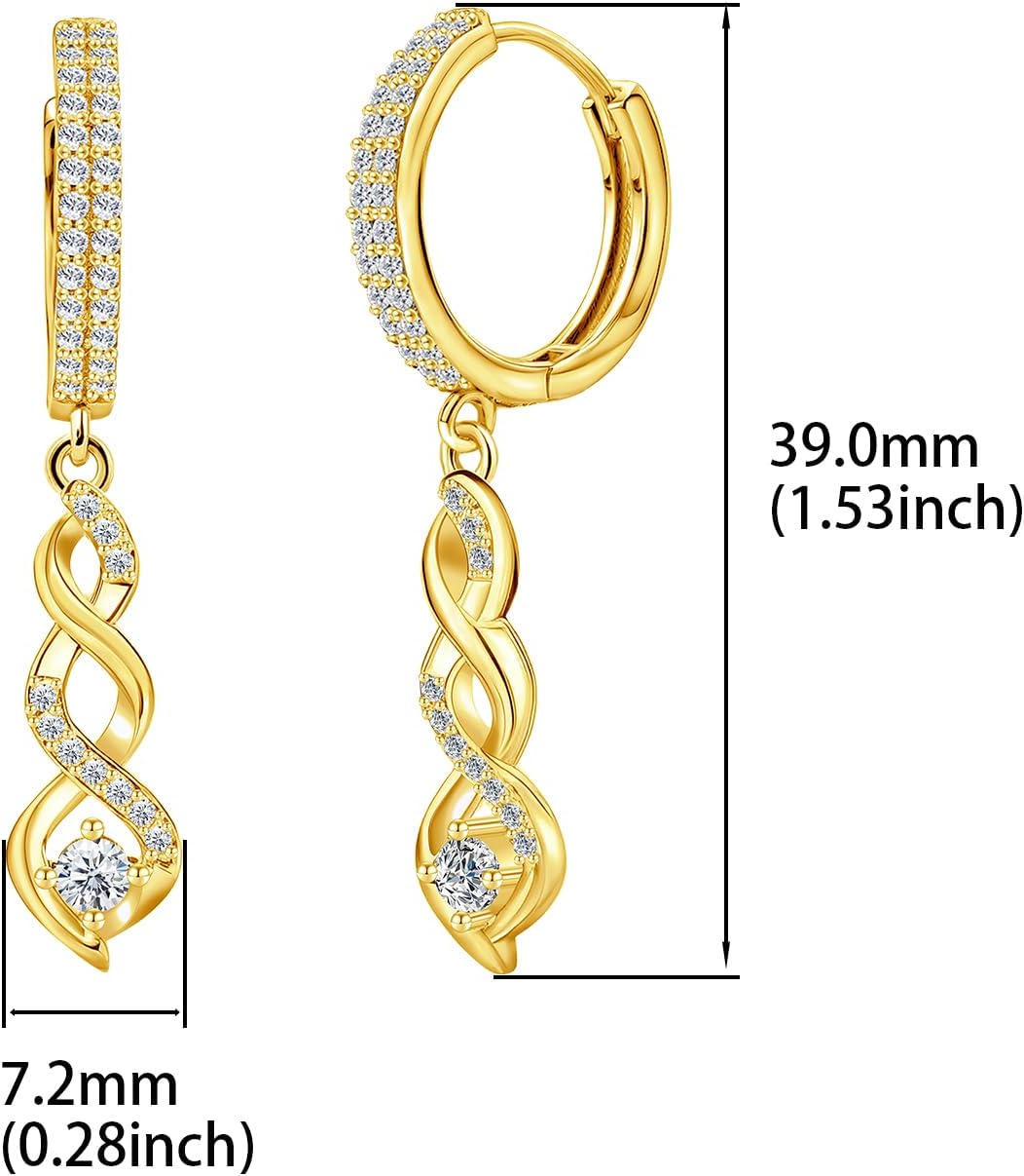 Infinity Drop Dangle Earrings for Women - Sterling Silver Cubic Zirconia Hoop Dangling Earrings Hypoallergenic Lightweight Sparkling CZ Hanging Long Earring Gifts for Her Mom Wife Sister - Image 6