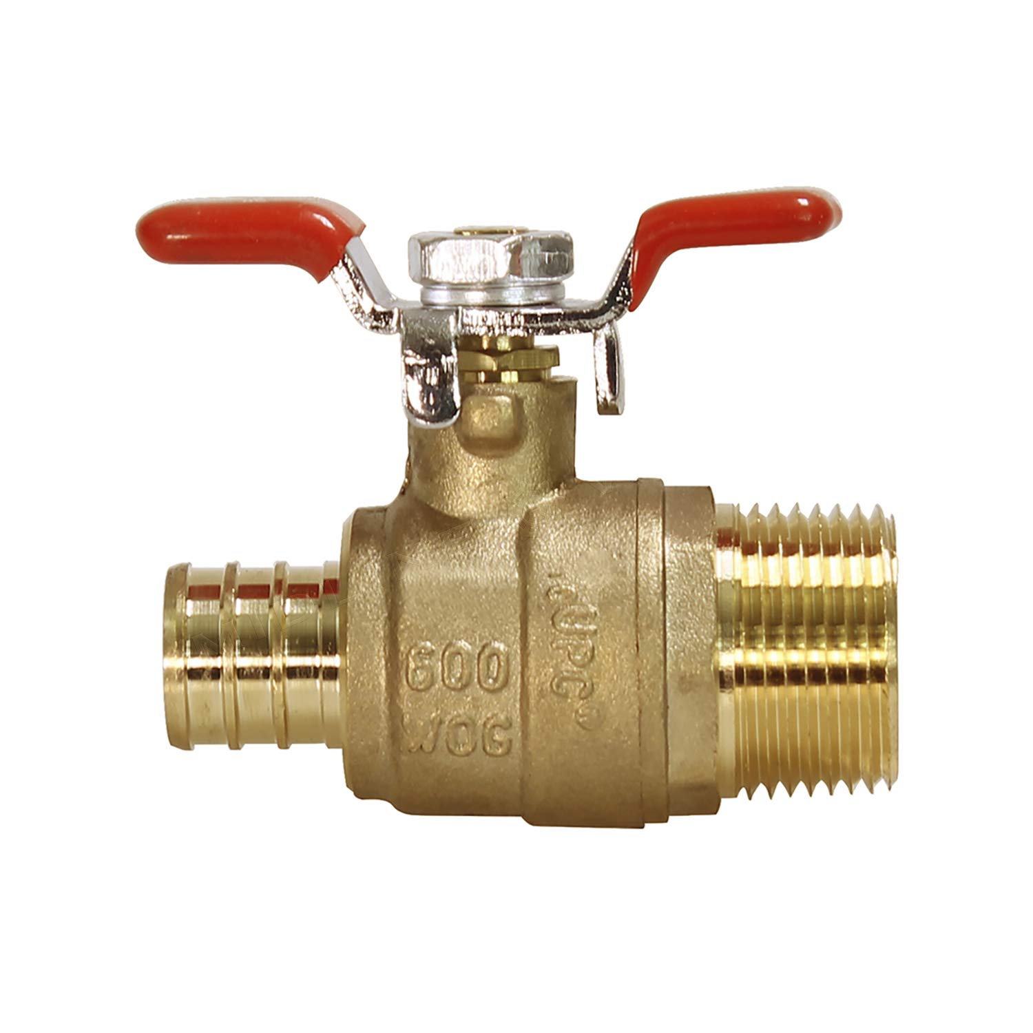 Midline Valve QNCW012OM lead-free 1/2''-Inch Pex x 1/2''-Inch MIP Full Port Ball Valve with Tee Handle