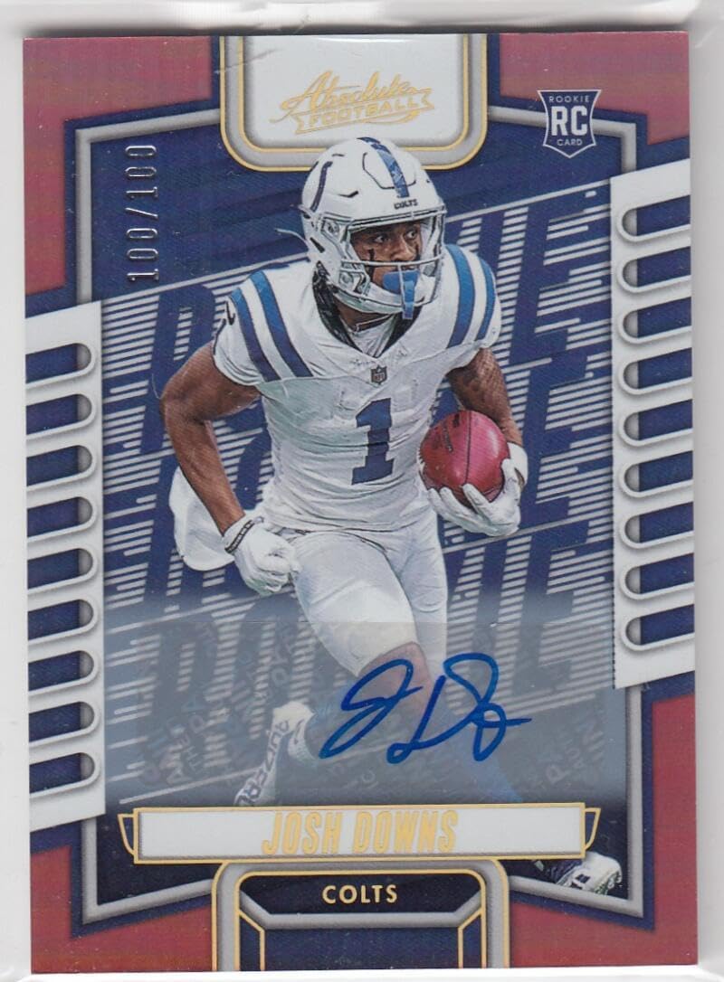 Football Trading Card 2023 Panini Absolute Signature Rookies Spectrum Red #128 Josh Downs EX/NM Auto 100/100 Colts