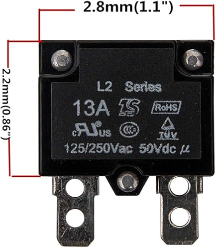 Miniatura 2 de 2 unids 13A 125/250Vac 50Vdc reinicio automático relé fusible interruptor térmico interruptor interruptor circuito protector de sobrecarga de