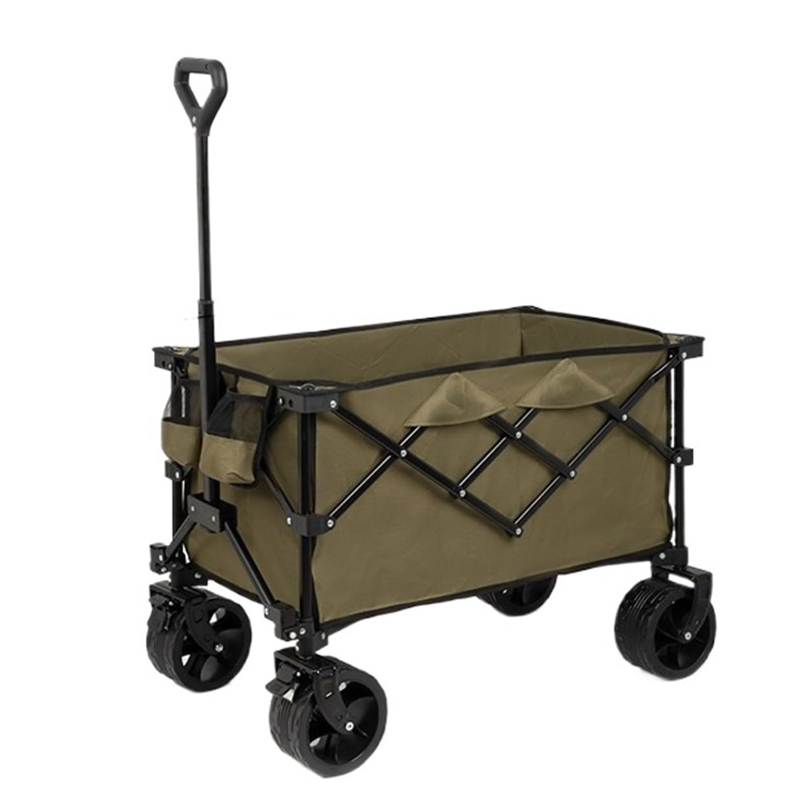 Wagons Carts Foldable, Folding Wagon Beach Cart Sports for Camping Shopping,Collapsible Wagon(Army Green)