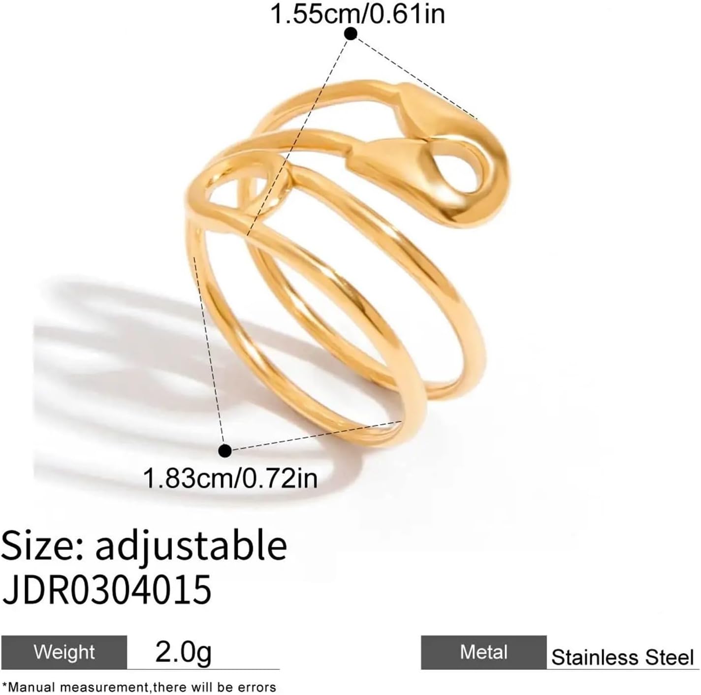 Minimalist Stainless Steel Metal Paper Clip Double-layer Hollow Rings For Women Gold&Silver Fashion Jewelry 1Pcs