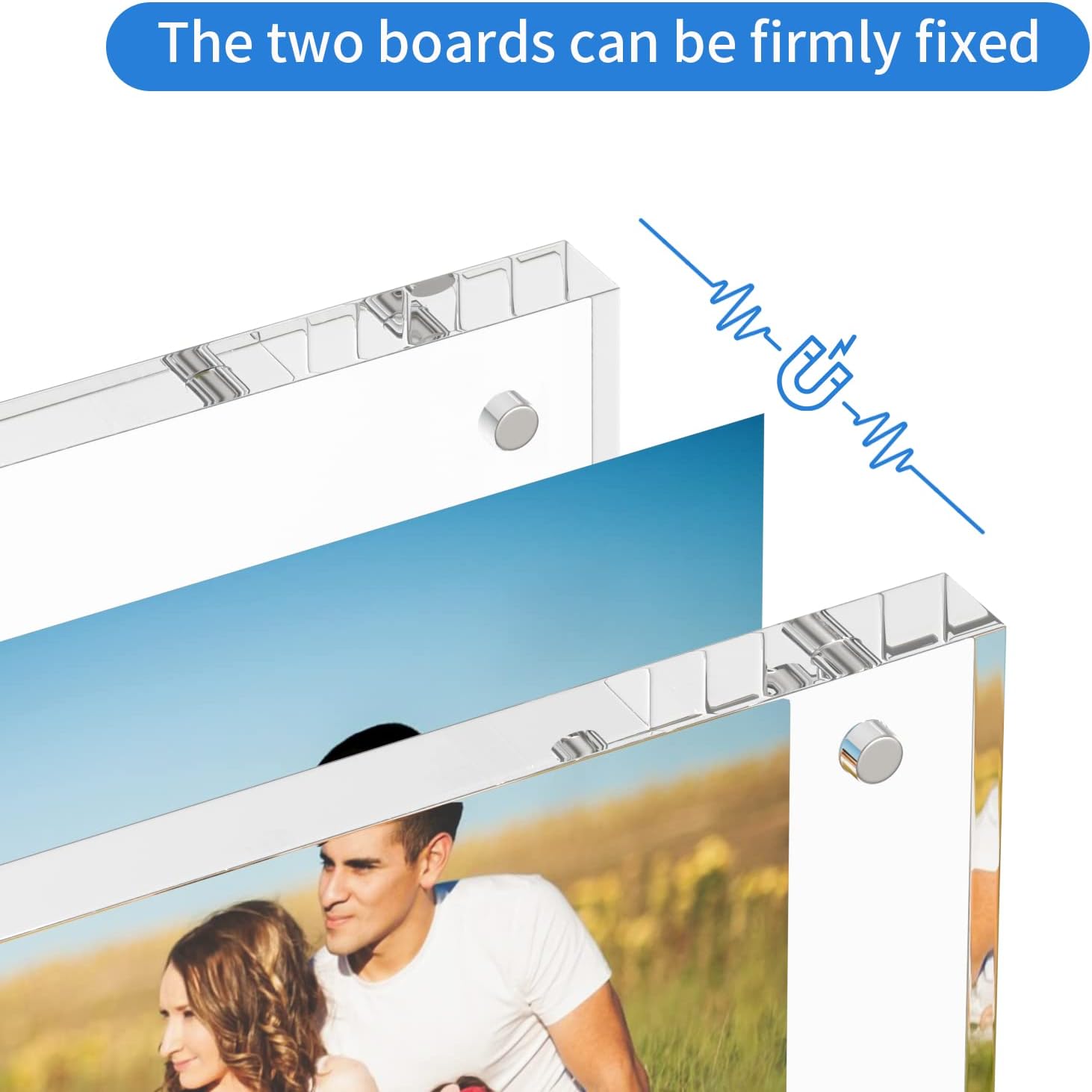 NIUBEE 5x7 Acrylic Frame, Clear Picture Frame 20% Thicker Block,Frameless Acrylic Frames Double Sided,Magnetic frames Display Desktop for Office/Home - Image 3