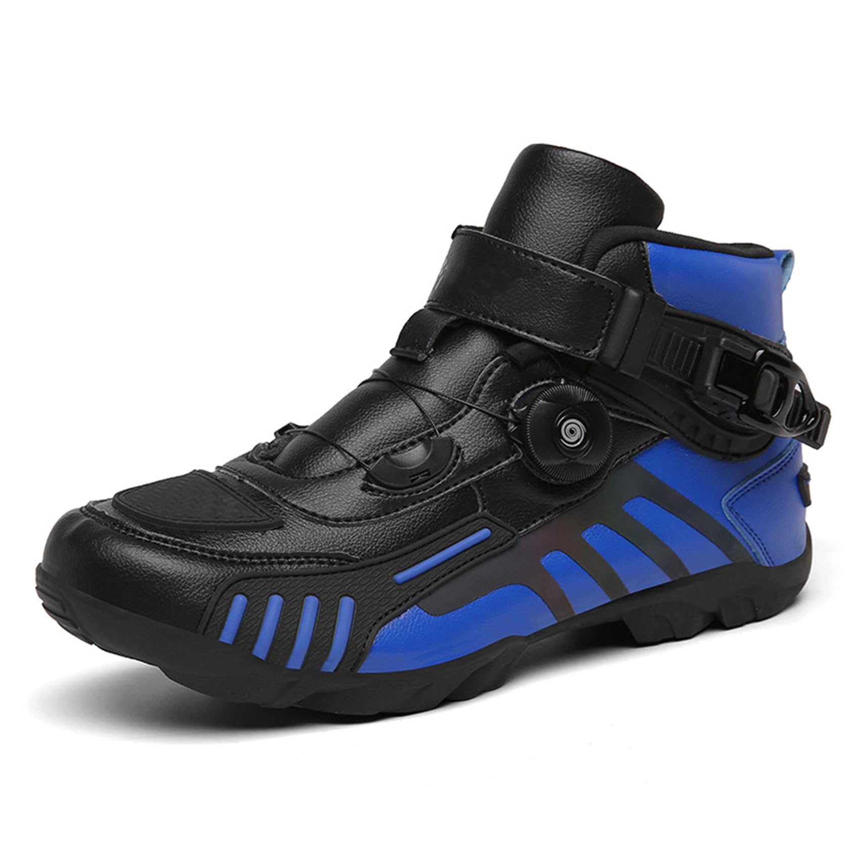DJFOG Herren Motorradschuhe Schwarz Motocross Kurze Stiefeletten Wasserdichtes Leder, Motorrad-Offroad-Schuhe Rennsportstiefel