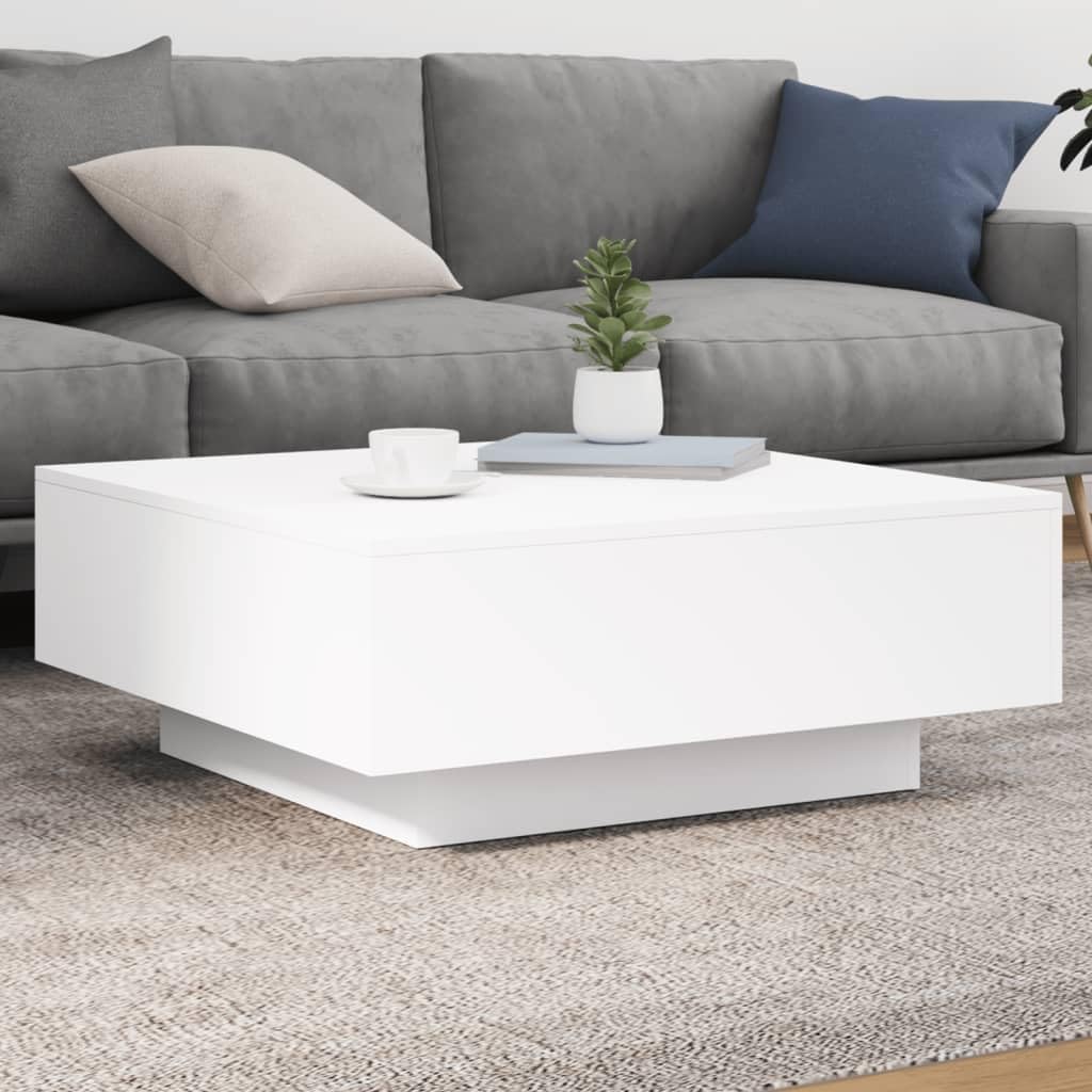 SXZenSpace White Coffee Table Modern 80 x 31 cm Engineered Wood with Large Sturdy Top for Living Room Tea Side or Sofa Use