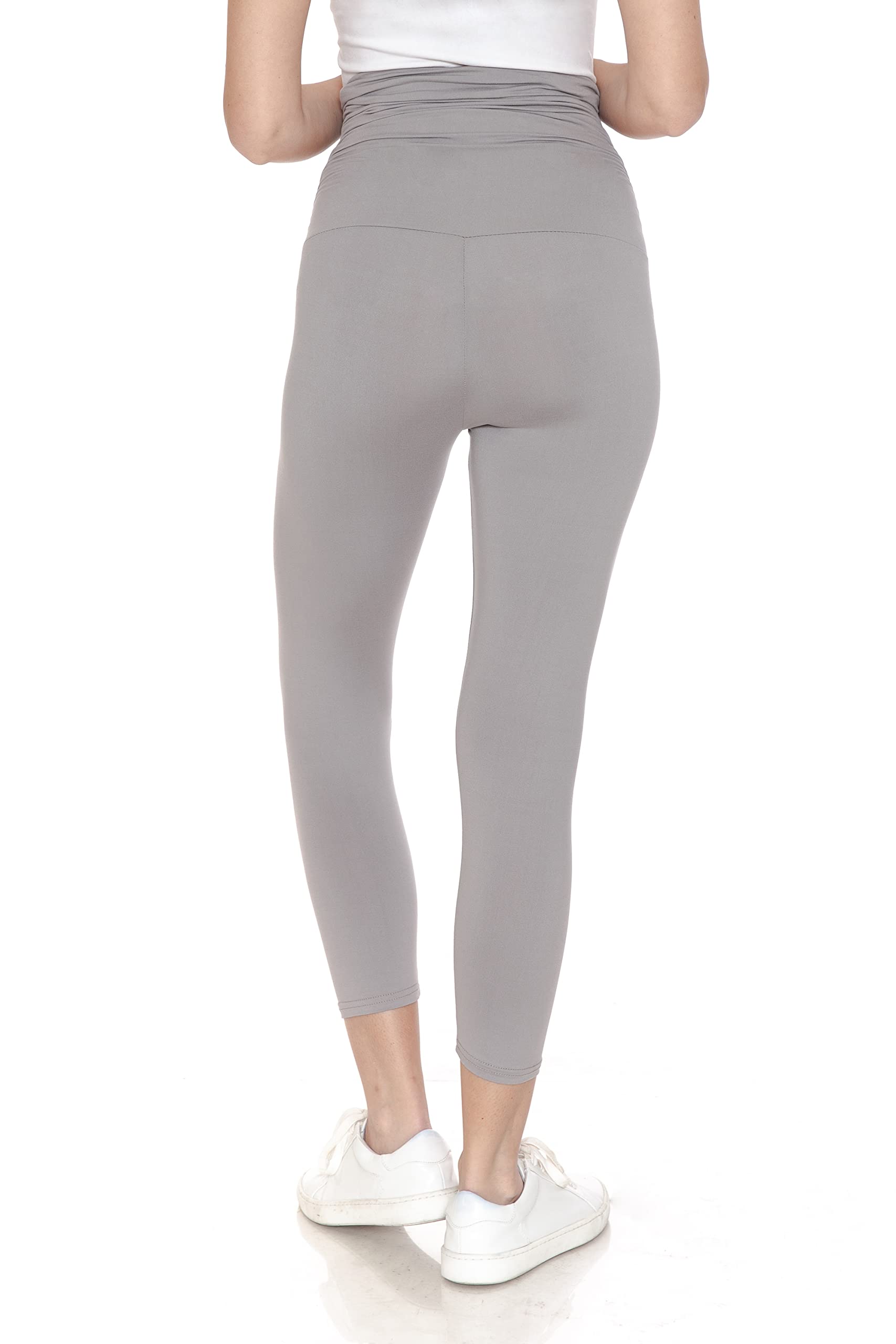 Leggings Depot Legging de maternité pour femme - Collants de yoga décontractés pour la grossesse, gris clair, Taille S