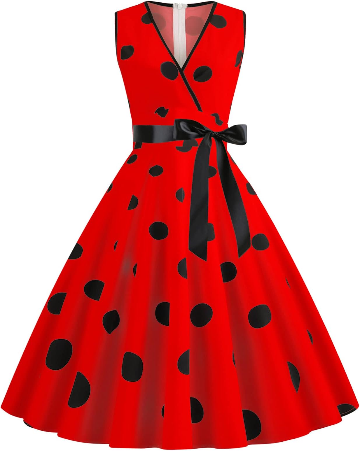 HAOLEIWomen Dresses Sale Clearance,Womens 1950s Vintage Polka Dots Dress Spaghetti Strap Midi Dress Retro Swing Princess Tea Party A-line Dress Audrey Hepburn 50's 60's Evening Party Dance Gown with Belt