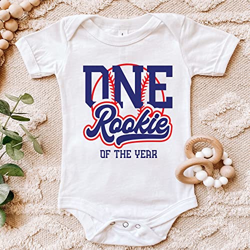 Rookie of the year 1st birthday shirt Boys girls Baseball birthday shirt sports party cake smash shirt I'm one baseball birthday party (6-9m onesie)2