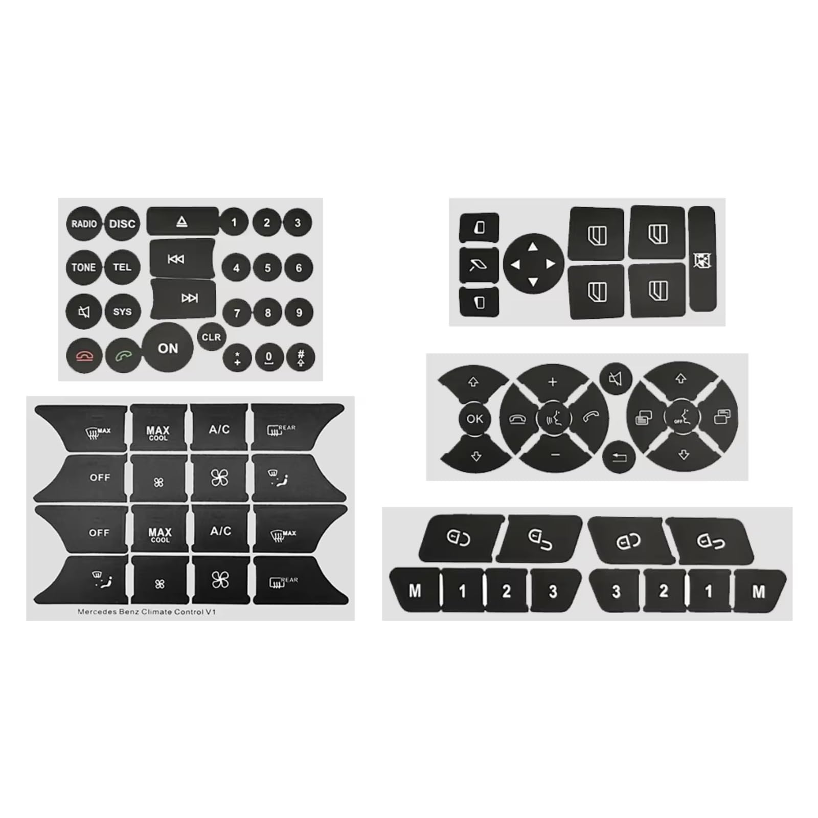 Interior Button Sticker Compatible with Benz for B-Class for W246 Repair Stickers Car Panel Air Condition Switch Button Decals Set
