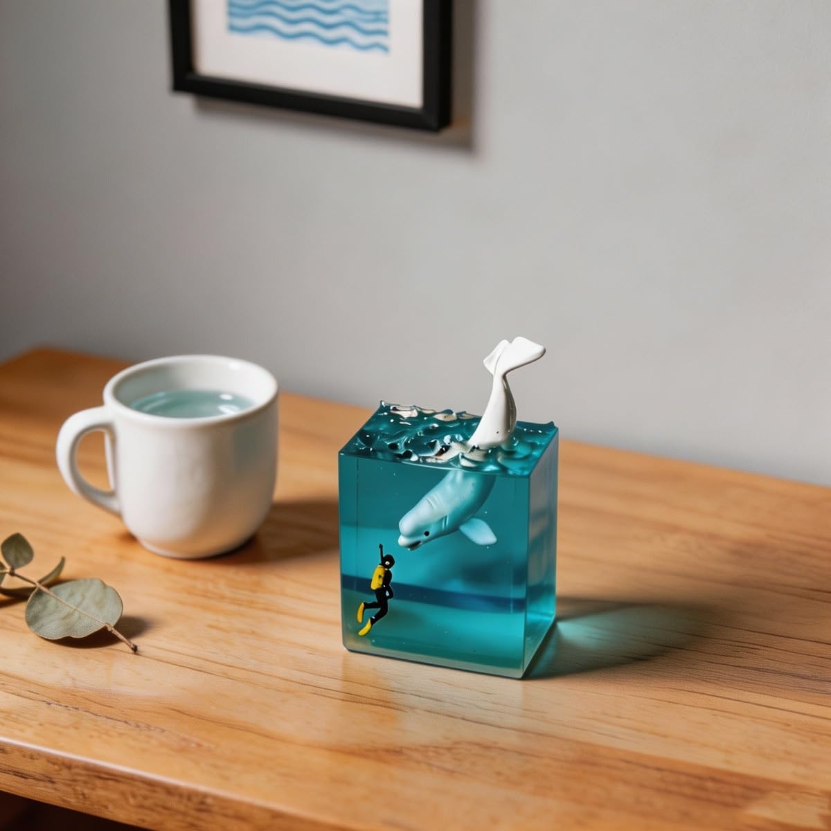 Lampada artigianale in resina, diorama squalo balena realistico, luce notturna decorazione marina, lampada da tavolo USB per camera e scrivania(B,With base 5cm/2.0in)