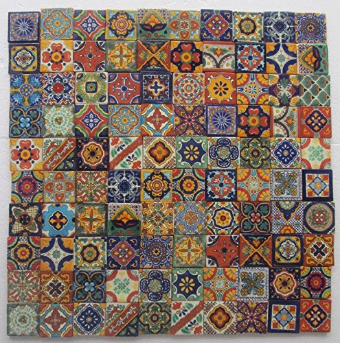 300 MIXED DESIGNS Mexican tile handmade talavera backsplash mosaic 2 X 2"