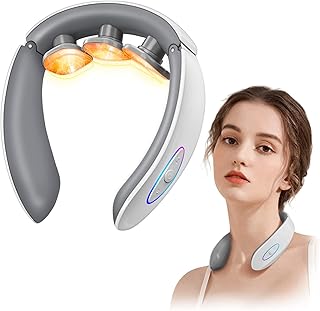 INSHUEY FSA Neck Massager with Heat for Neck Pain Fatigue Relief FSA or HSA Eligible,Electric Pulse Deep Tissue Neck Massager 6 Modes 9 Intensities Cordless Massager Gifts for Women Men