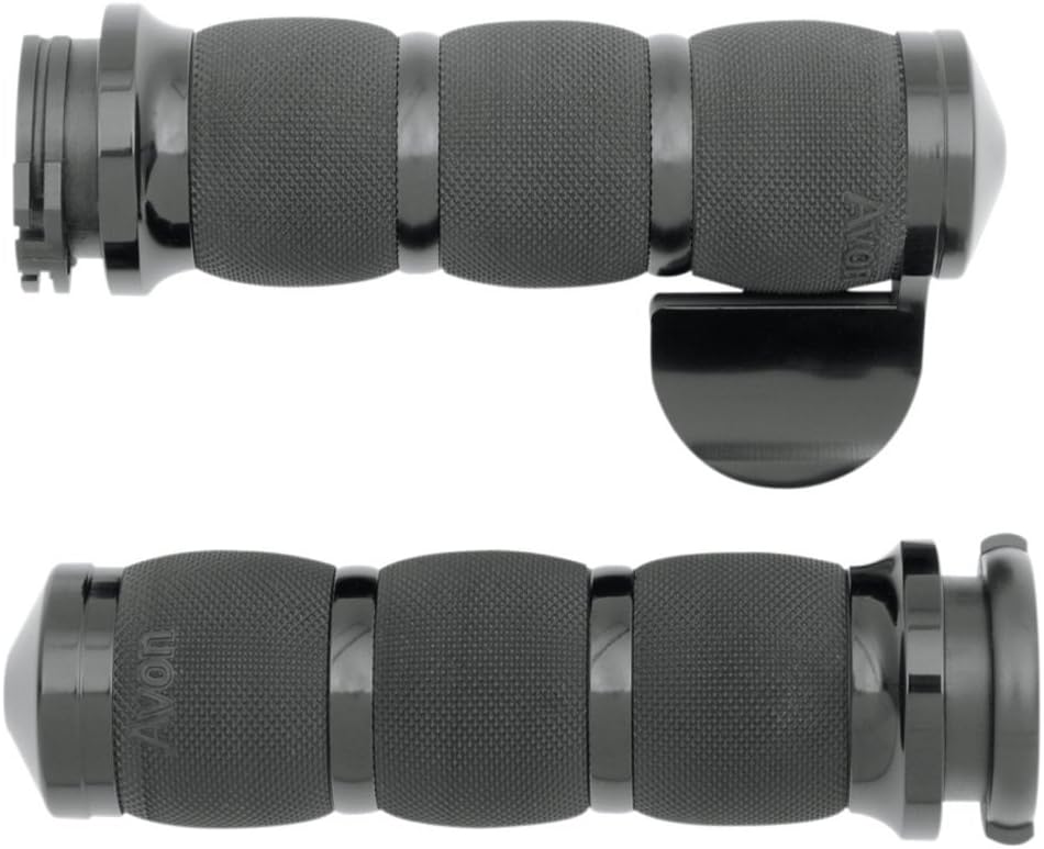 AVON Air Cushioned Cable Throttle Grips Black w/Throttle Boss