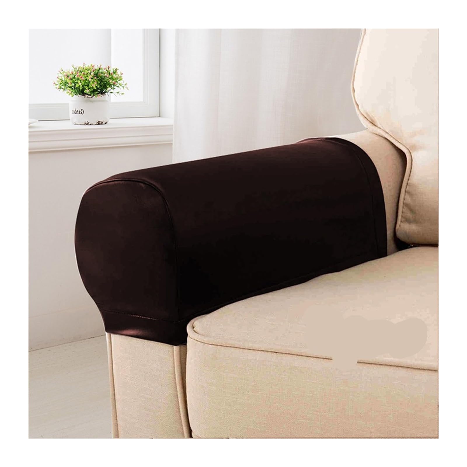 SFOIKVG Arm Covers 2Pcs PU Leather Sofa Armrest Covers Elastic Couch Chair Protector Removable Armchair for Sofa Chair(Dark Coffee)