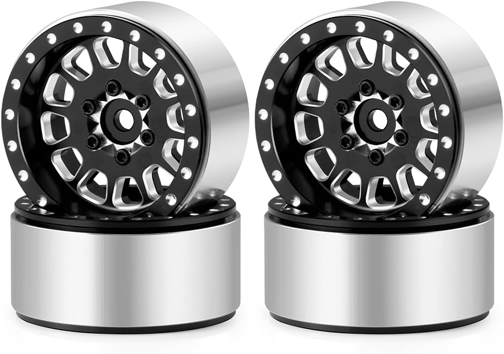 MORLORDY 1.3 Beadlock Wheels 4Pcs CNC Aluminium Beadlock Rims for SCX24 TRX4M 1/24 1/18 RC Crawler Car Upgrade Parts (Black)