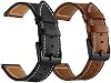LDFAS Leather Band for Galaxy Watch 7/6 Classic 47mm 43mm/5 Pro 45mm Bands, 20mm Watch Strap Compatible for Samsung Galaxy Watch FE/7/6/5/4 40mm 44mm/4 Classic 46mm Band,Brown+Black(2 Pack)