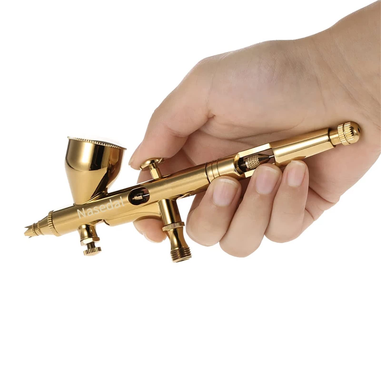 Ręczny pistolet do piaskowania Mini 9cc Airbrush Złota farba Pistolet do paznokci Makijaż Airbrush Twarz Sztuka tatuażu Zestaw narzędzi do malowania ciast Ręczne narzędzie do dekoracji (kolor: zesta