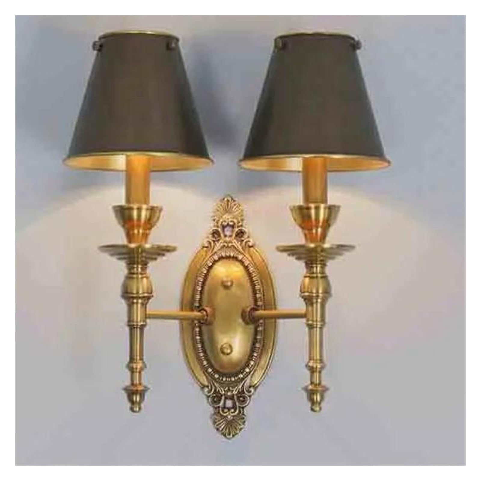 ZTCHSENZT Wall Sconces, Pure Copper Wall Lights Retro Living Room Bedroom Bedside Balcony Aisle Entrance Light,Black-2 heads
