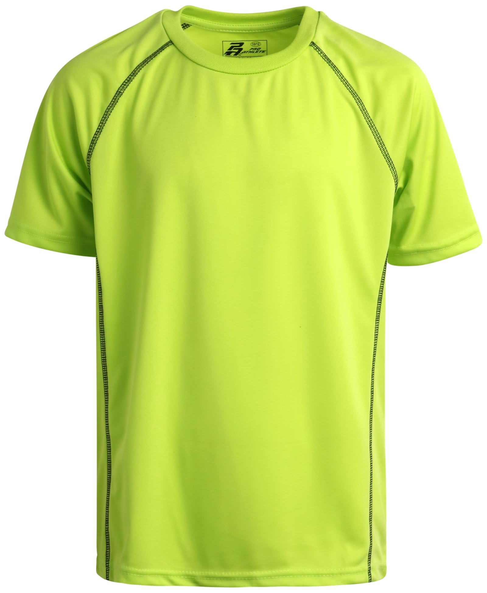 Pro Athlete Camiseta deportiva para niño, paquete de 4 unidades, ligera, de secado rápido, de manga corta, para niños (tallas: 8-20)