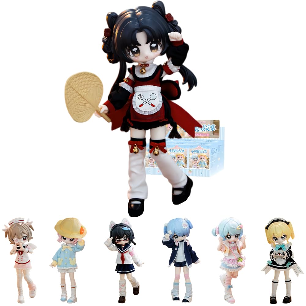 niannyyhouse 1/12 BJD Blind Box Figuren, Ball Jointed Doll with Clothes, Small Key Design Collection, Action Figure Collectable Ornaments (6PCs)