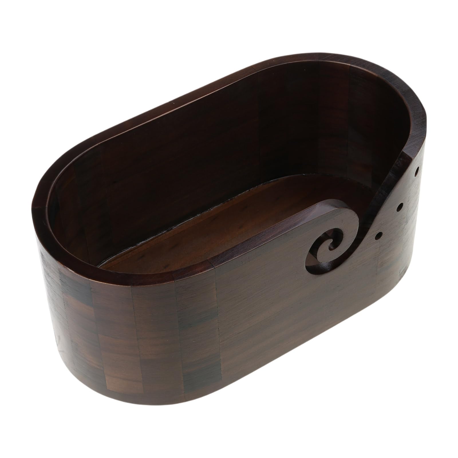 Linvimia Wood Yarn Bowl Knitting Bowl Knitting Wool Holder Wool Organizers with Carved Holes for Crocheting Wood Crochet Container
