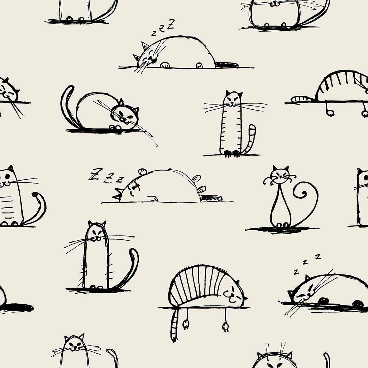 Walls By Me Beige Cat Peel and Stick Removable Wallpaper 3333