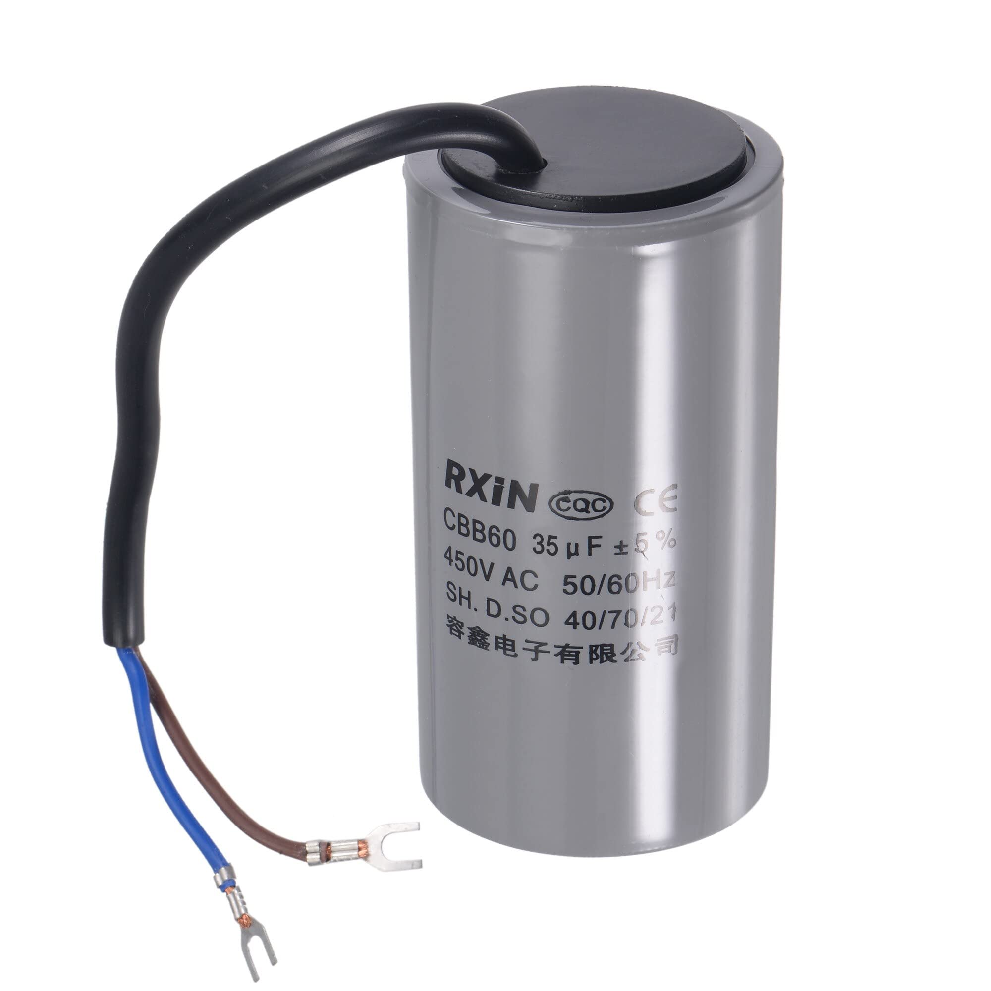 sourcing map CBB60 Laufkondensator 35uF 450V AC Doppeleinsatz 50/60Hz Zylinder 92x44mm Weiß für Luftkompressor Wasserpumpe Motor