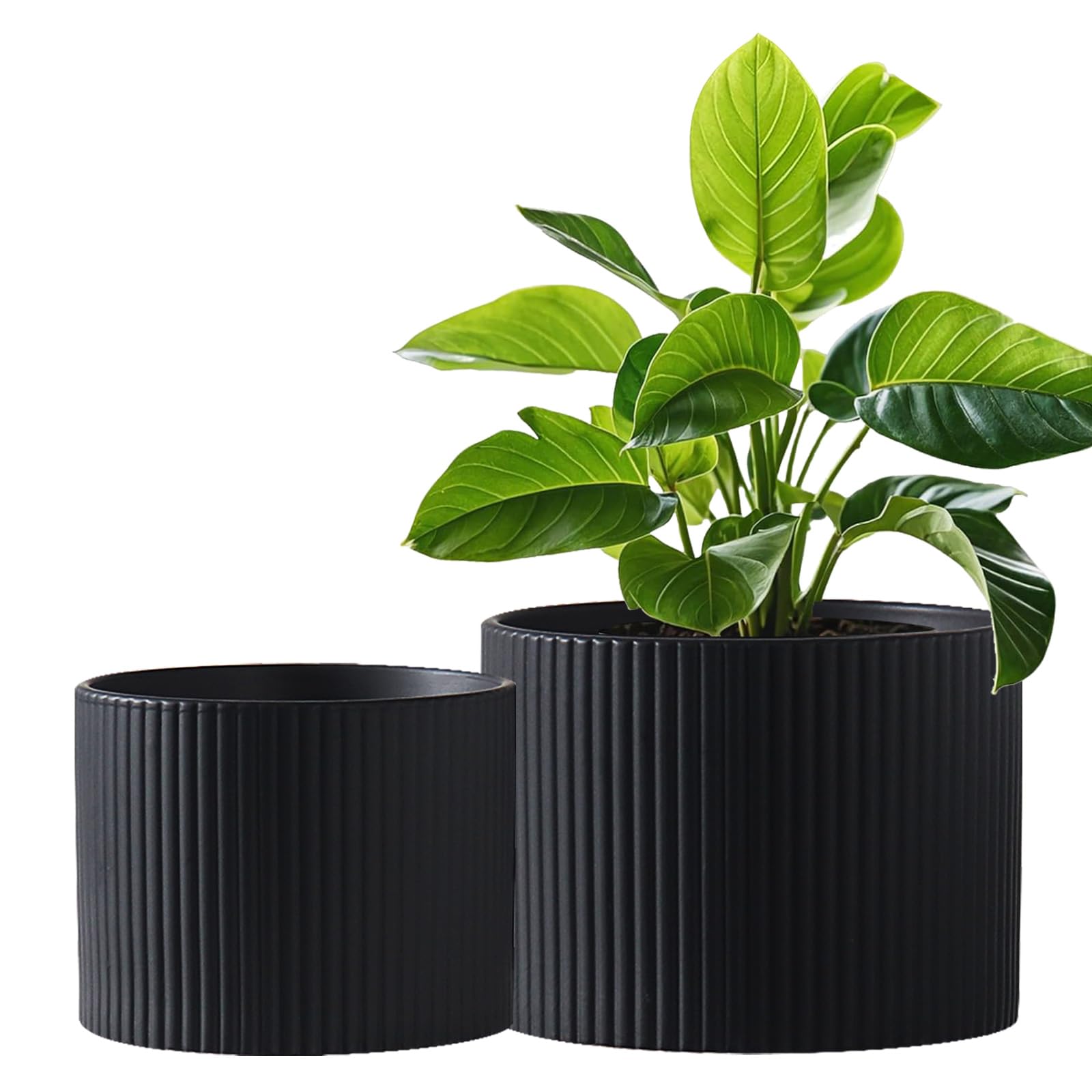 Photo 1 of 1 pc Swkien Matte Black Ceramic Plant Pots, 6 Inch Planters for Indoor Plants, Modern Flower Pots with Drainage,1pc