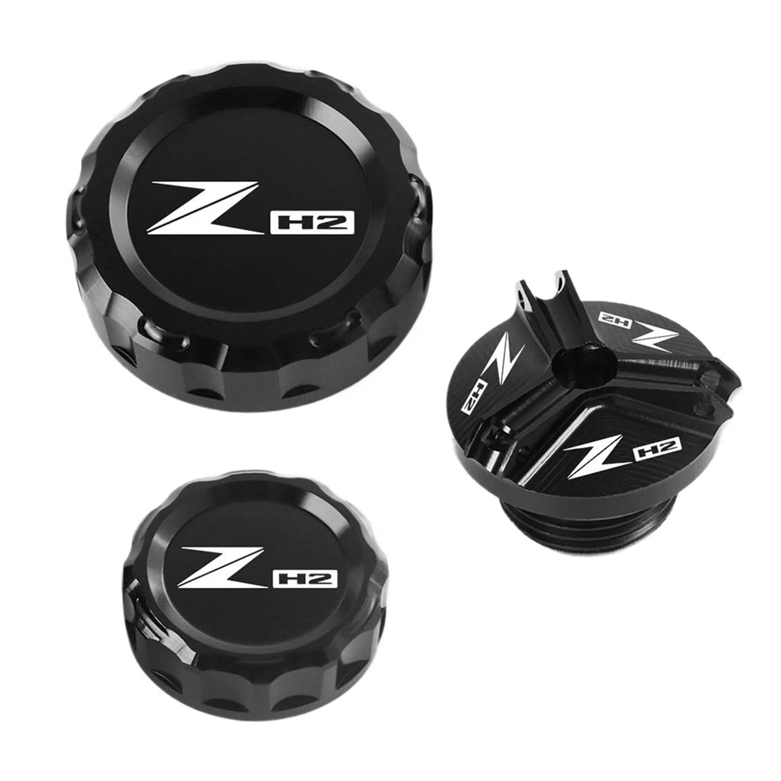 Für KAWASAKI ZH2 Z H2 H2SX Ninja H2 R H2R SX SE 2018-2023 Zubehör Brems Flüssigkeit Reservoir Abdeckungen & Motor Stecker Öl Füllstoff Kappe(Black-ZH2)