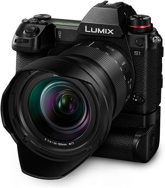 Panasonic LUMIX S1 Full Frame Mirrorless Camera with 24.2MP MOS High Resolution Sensor, 24-105mm F4 L-Mount S Series Lens, 4K HDR Video and 3.2 LCD - DC-S1MK, Black, Full-Size