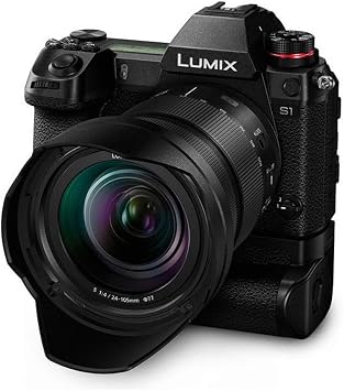 Panasonic LUMIX S1 Full Frame Mirrorless Camera with 24.2MP MOS High Resolution Sensor, 24-105mm F4 L-Mount S Series Lens, 4K HDR Video and 3.2 LCD - DC-S1MK, Black, Full-Size
