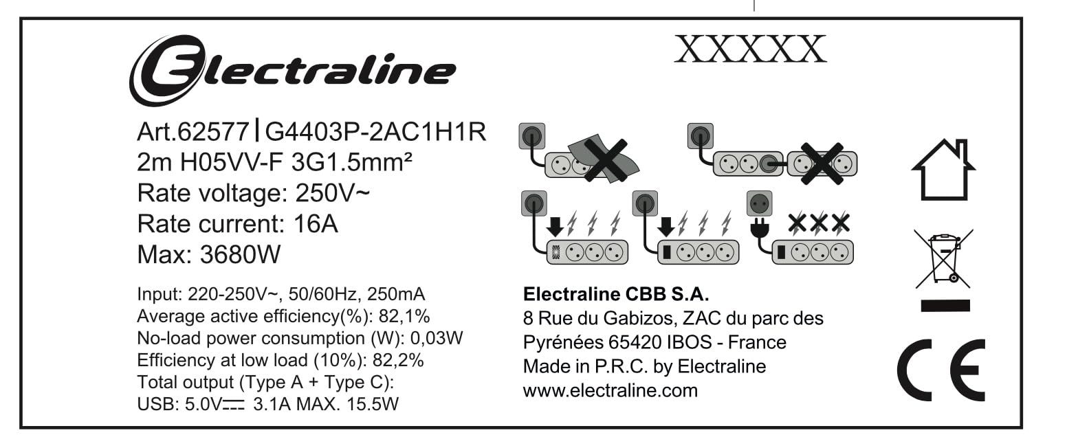 Electraline 62577 Mehrfachsteckdose Pop-up für Schreibtisch/Tisch Unterputzdose 3 Schuko-Steckdosen + 2 USB 3.1 A (1 Typ A + 1 Typ C) 15,5 W + 1 HDMI-Steckdose + 1 RJ45 Stecker Kabel 2M
