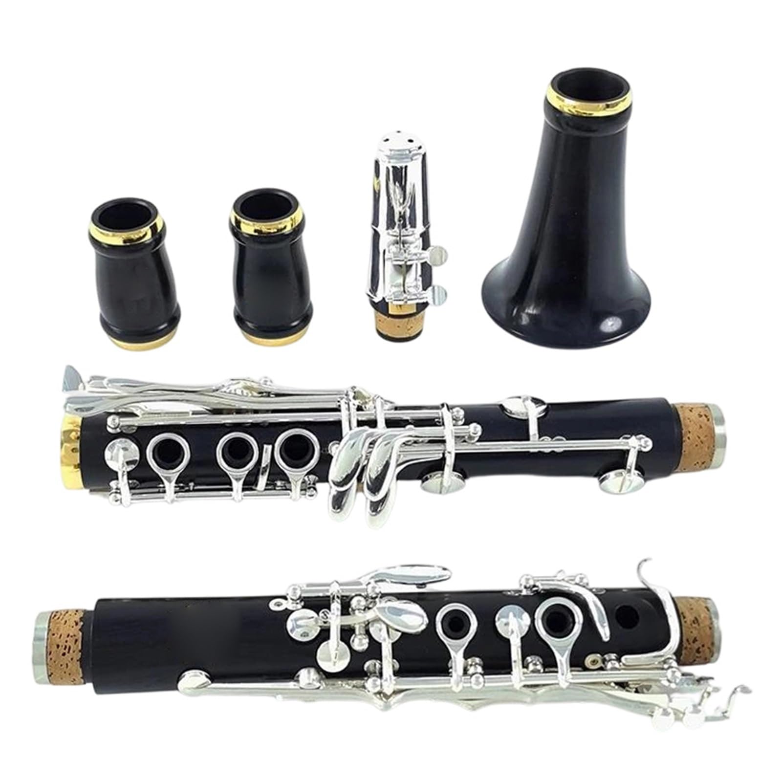 Clarinete Bb Madera Ébano Plateado 17 Teclas Amantes De La Música Practican Tocar
