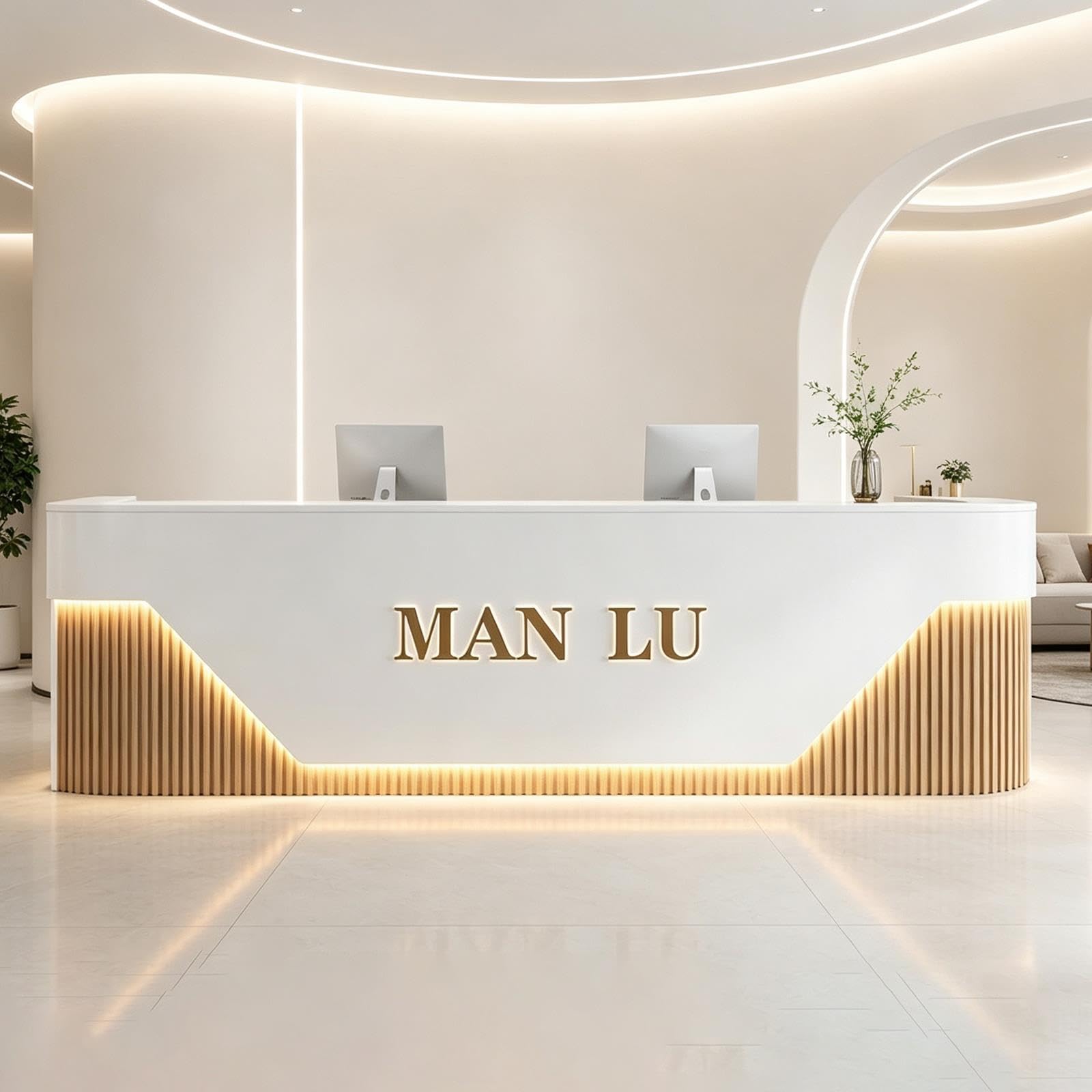 Mostrador Recepción con LED, Cajón con Cerradura, Armario