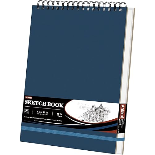 9" x 12" Sketch Book, Hardcover Sketchbook, Top Spiral Bound Sketch Pad, 100 Sheets (68lb/100gsm) Drawing Paper Pad, Art Supplies for Adults for Kids Drawing Notebook.