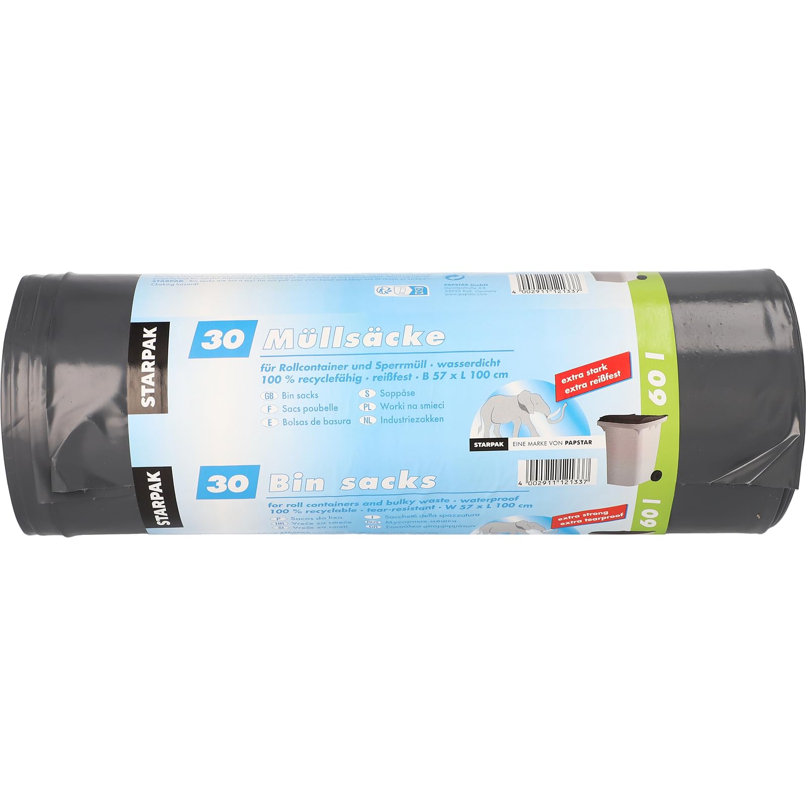 120 bolsas de basura, LDPE 60 l 100 x 57 cm Gris